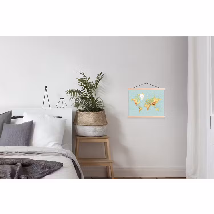 Stoffbild - Weltkarte - Realistisch - Blau — 3