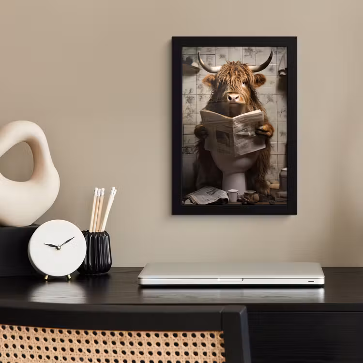 Bilder mit Rahmen - Scotch highlander - Toilette - Zeitung - Badezimmer — 2