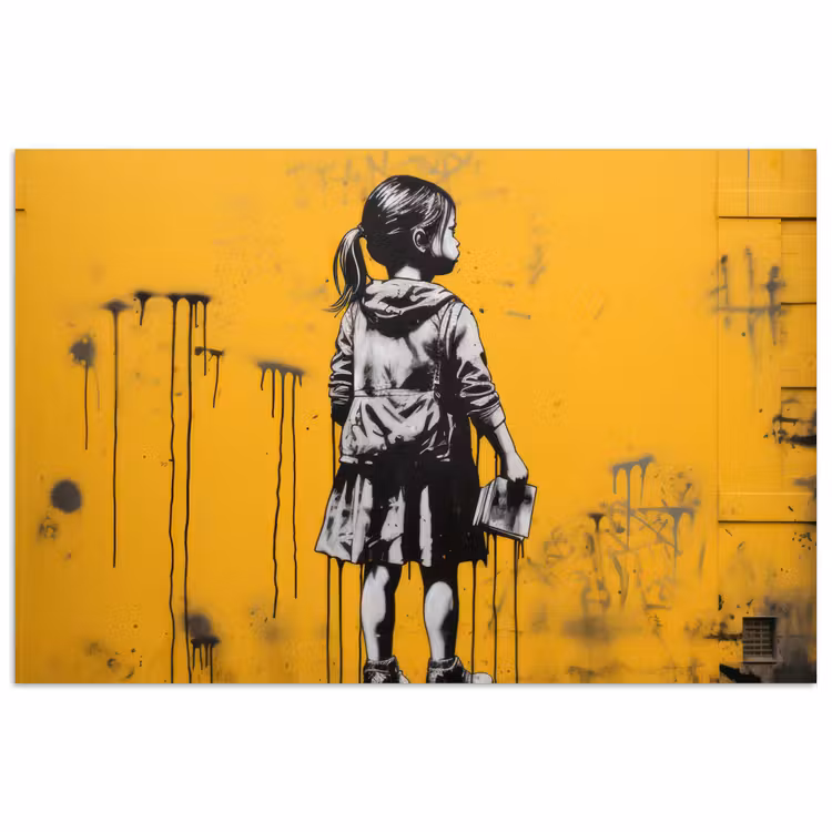 Poster - Mädchen - Buch - Gelbe Wand - Graffiti — 1