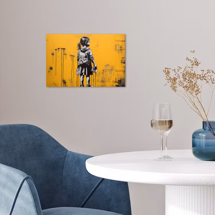 Poster - Mädchen - Buch - Gelbe Wand - Graffiti — 4