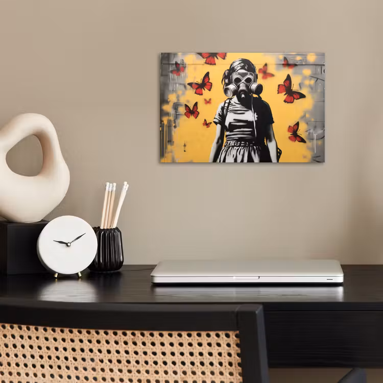 Poster - Mädchen - Gasmaske - Schmetterlinge - Graffiti — 2