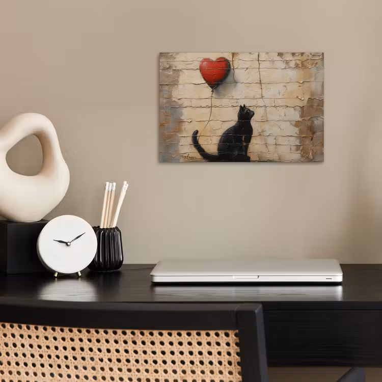 Poster - Straßenkunst - Katze - Luftballon - Graffiti - Banksy — 2
