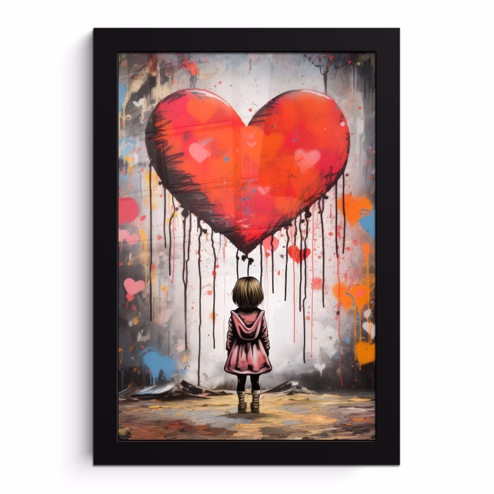 Bilder mit Rahmen - Mädchen - Herz - Graffiti - Kunst - Rot — 1