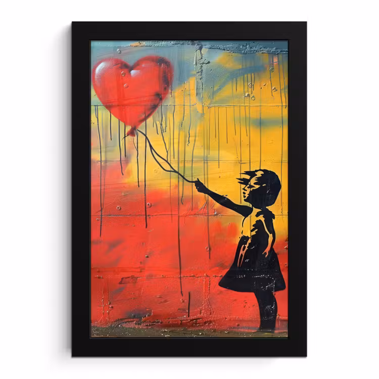 Bilder mit Rahmen - Banksy - Kunst - Graffiti - Mädchen - Straßenkunst — 1
