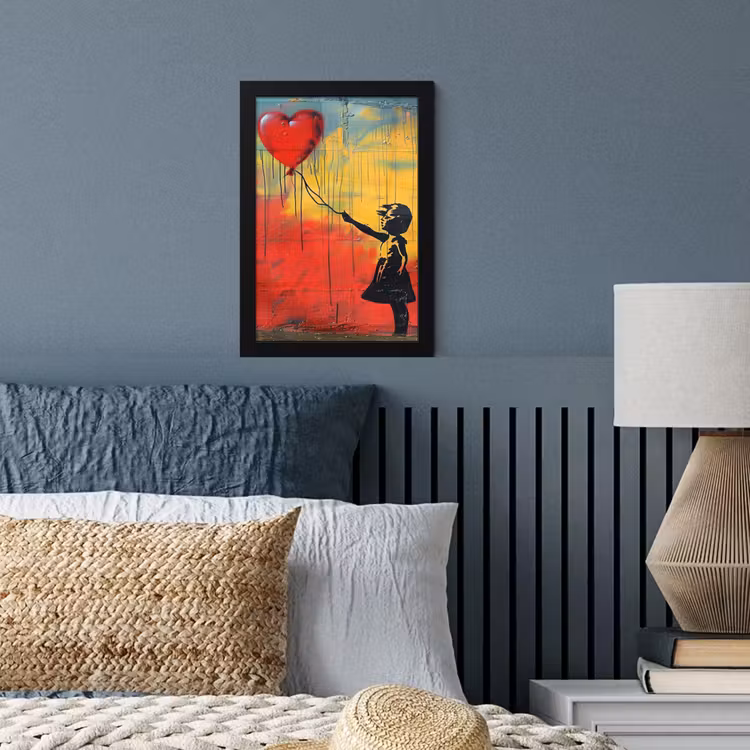Bilder mit Rahmen - Banksy - Kunst - Graffiti - Mädchen - Straßenkunst — 3