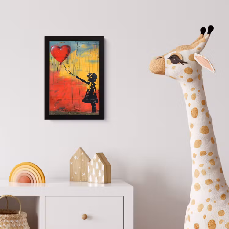 Bilder mit Rahmen - Banksy - Kunst - Graffiti - Mädchen - Straßenkunst — 5