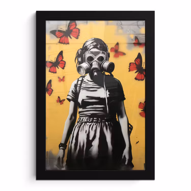 Bilder mit Rahmen - Mädchen - Gasmaske - Schmetterlinge - Graffiti — 1