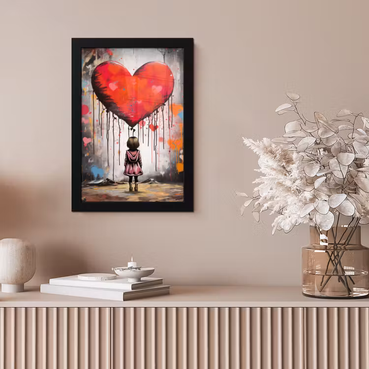 Bilder mit Rahmen - Mädchen - Herz - Graffiti - Kunst - Rot — 4