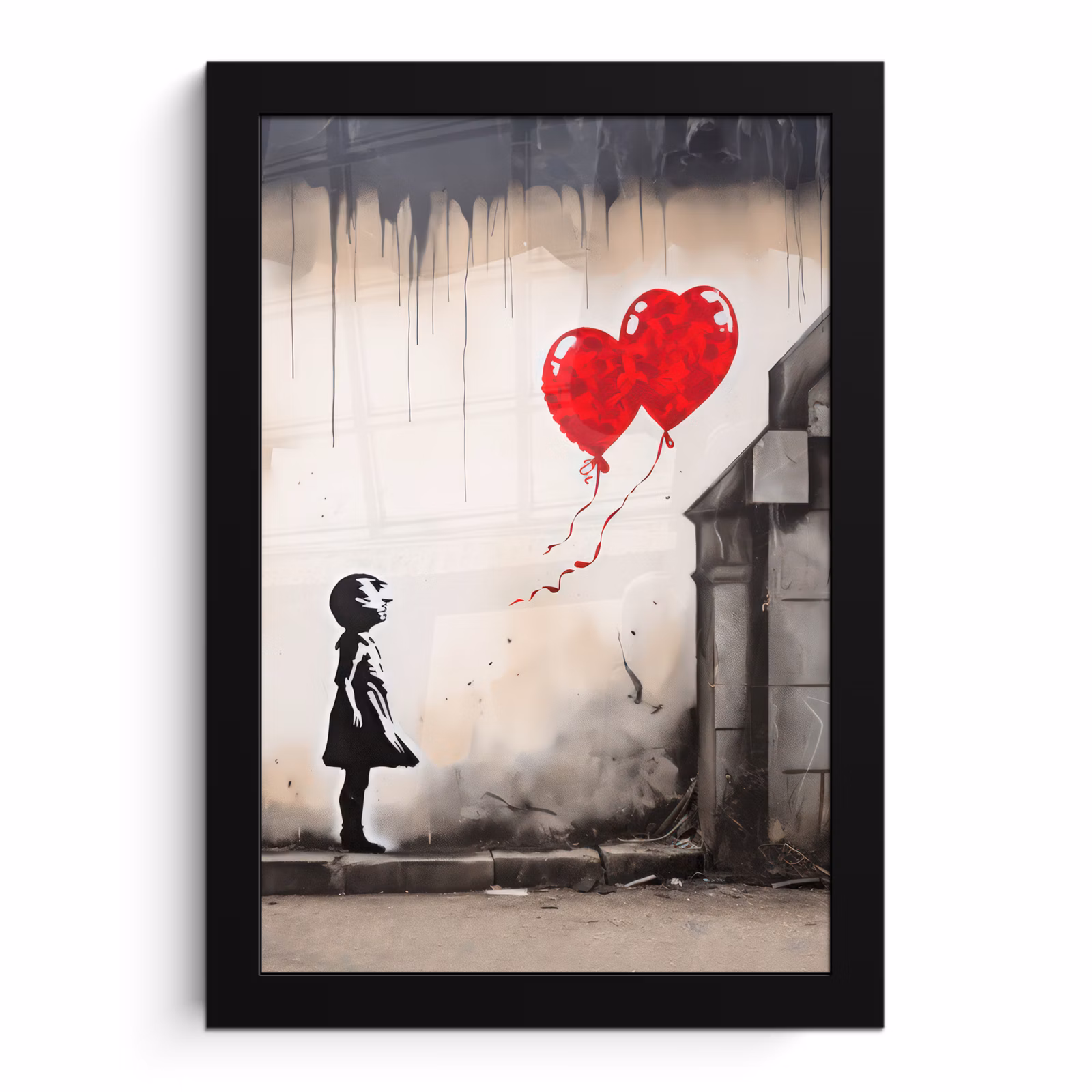 Bilder mit Rahmen - Kunst - Mädchen - Luftballons - Herz - Grau — 1