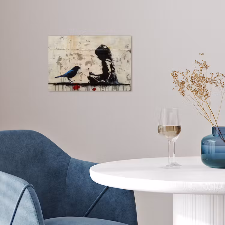 Poster - Straßenkunst - Mädchen - Vogel - Graffiti - Banksy — 4