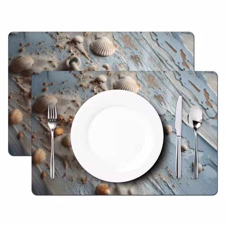 Tischset - 6 Stück - Anker - Holz - Muscheln - Sand — 2