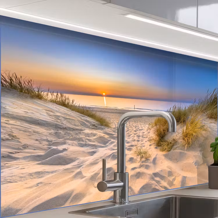 Küchenrückwand - Düne - Sonnenuntergang - Horizont - Strand - Gras — 3