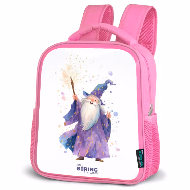 Rucksack Kind - Rosa - Alter Magier mit Stab — 2