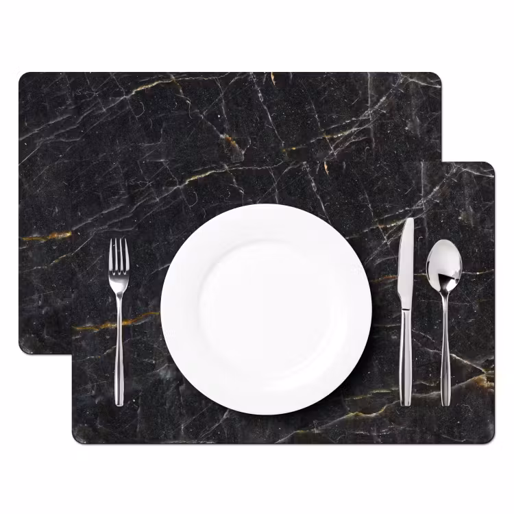Tischset - 6 Stück - Marmor - Schwarz - Gold - Grau - Marmorstruktur — 2