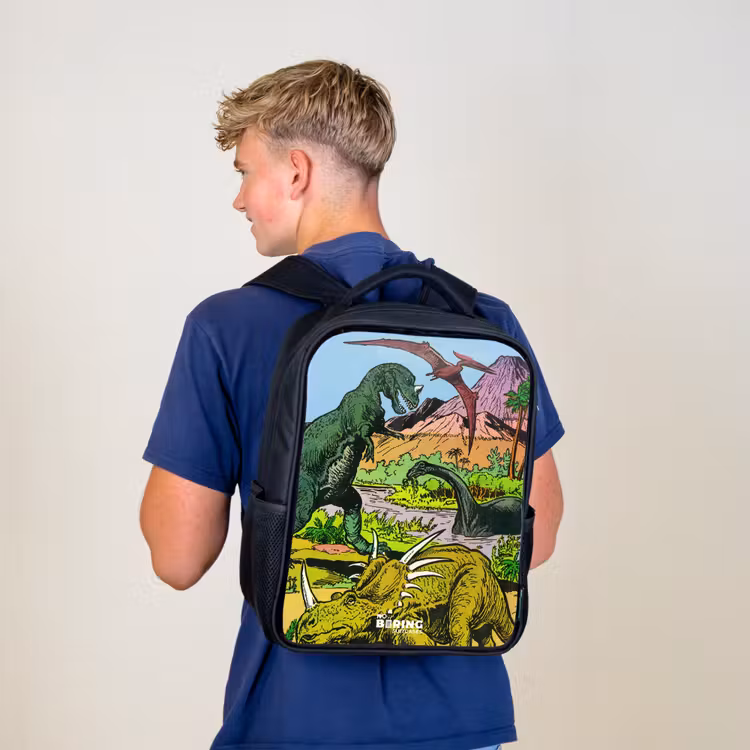 Kinderrucksack - Schwarz - Dinosaurier an einem Vulkan — 5