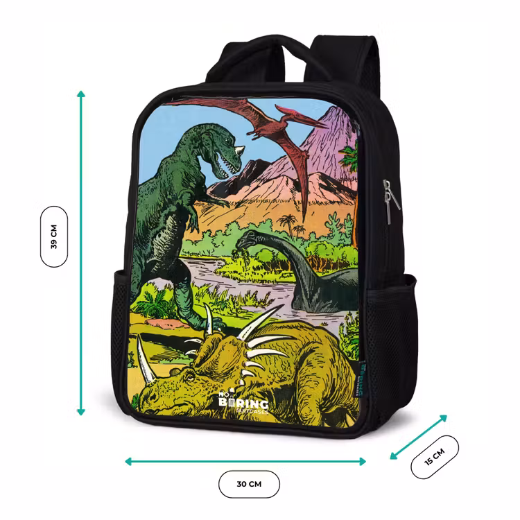 Kinderrucksack - Schwarz - Dinosaurier an einem Vulkan — 8