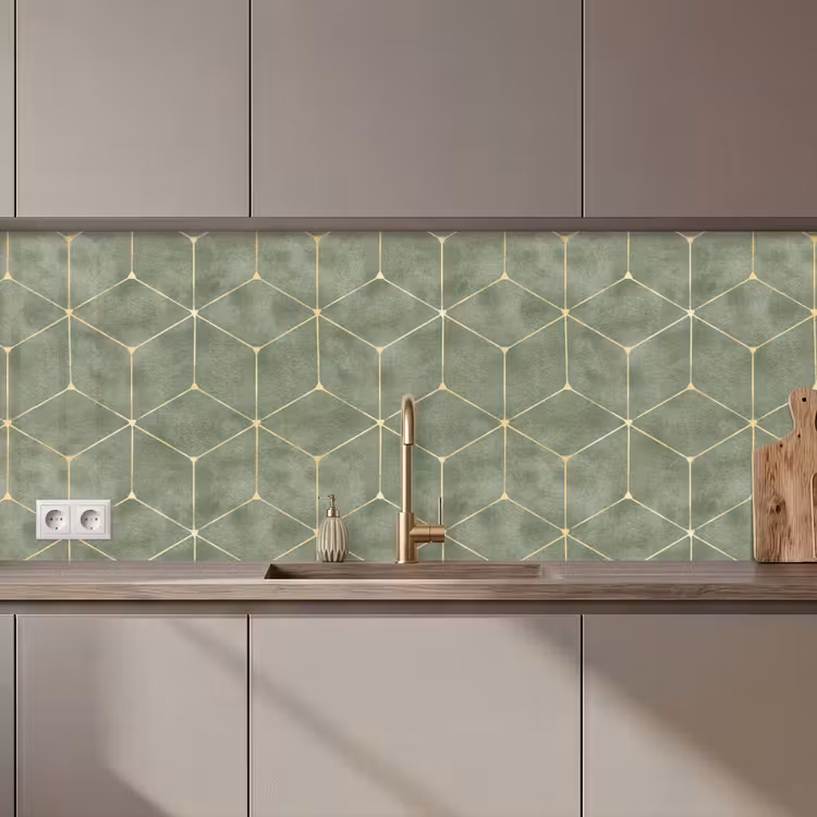 Küchenrückwand - Dezent - Geometrisch - Gold - Grün — 1