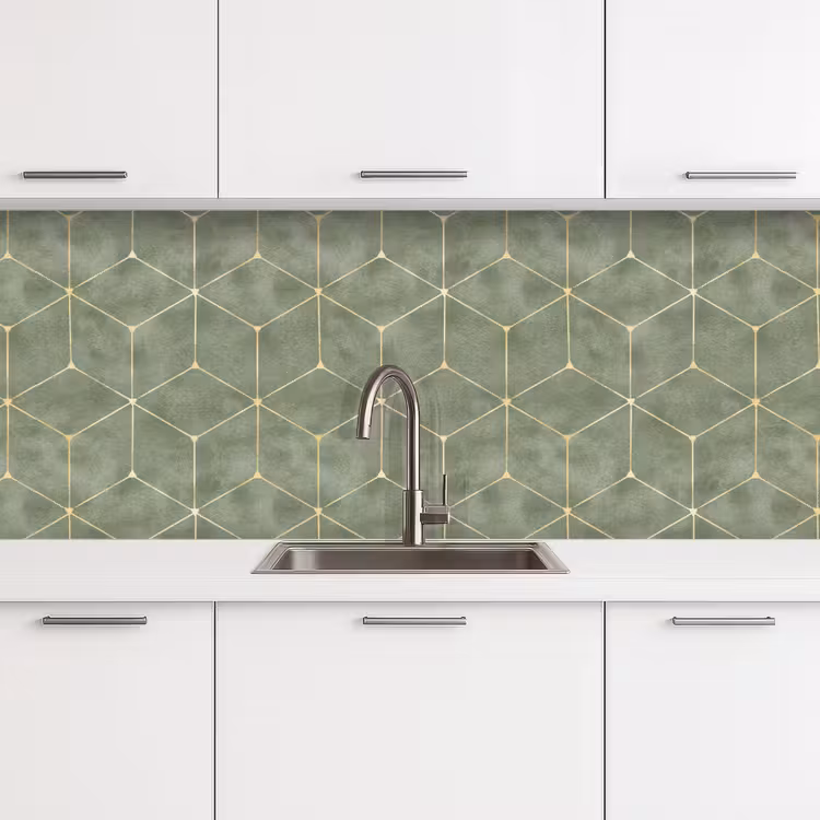 Küchenrückwand - Dezent - Geometrisch - Gold - Grün — 4