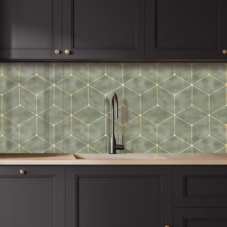 Küchenrückwand - Dezent - Geometrisch - Gold - Grün — 6