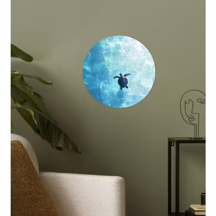 Runde Tapete - Schildkröte - Meer - Blau - Glitzern — 3