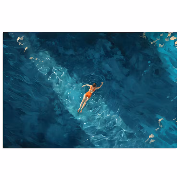 Poster - Frau - Wasser - Bikini - Orange — 1