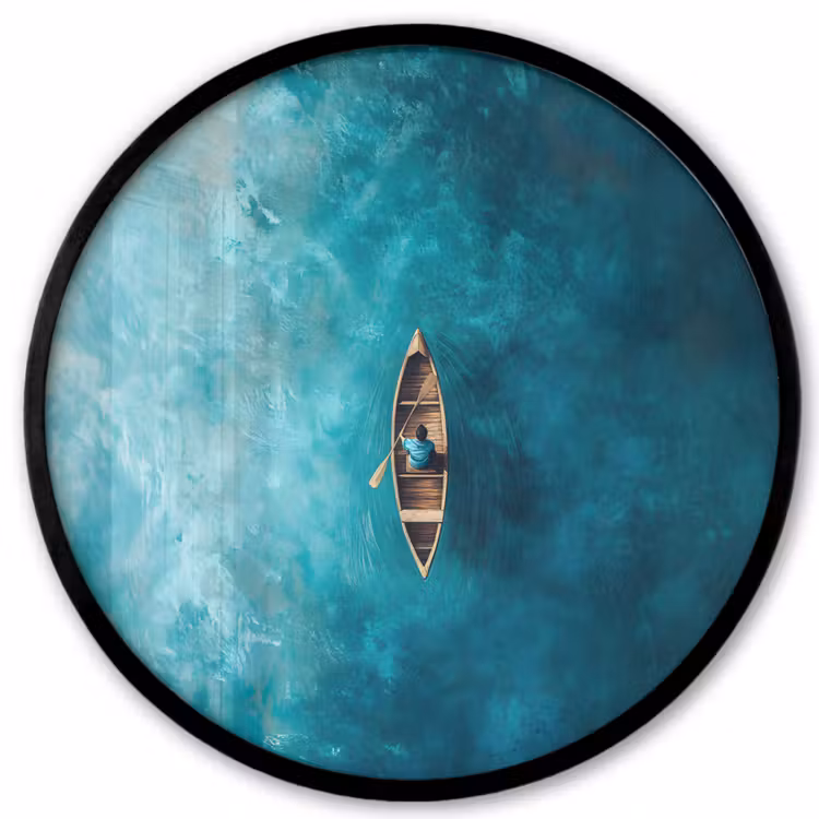 Poster im rahmen rund - Boot - Wasser - Blau — 1