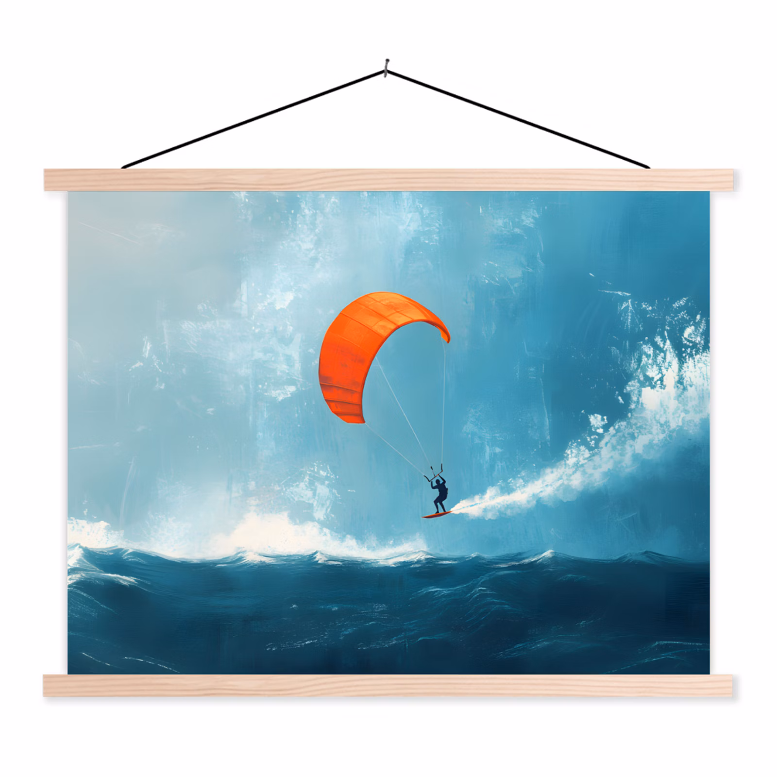 Stoffbild - Kitesurfer - Orange - Meer - Himmel — 1