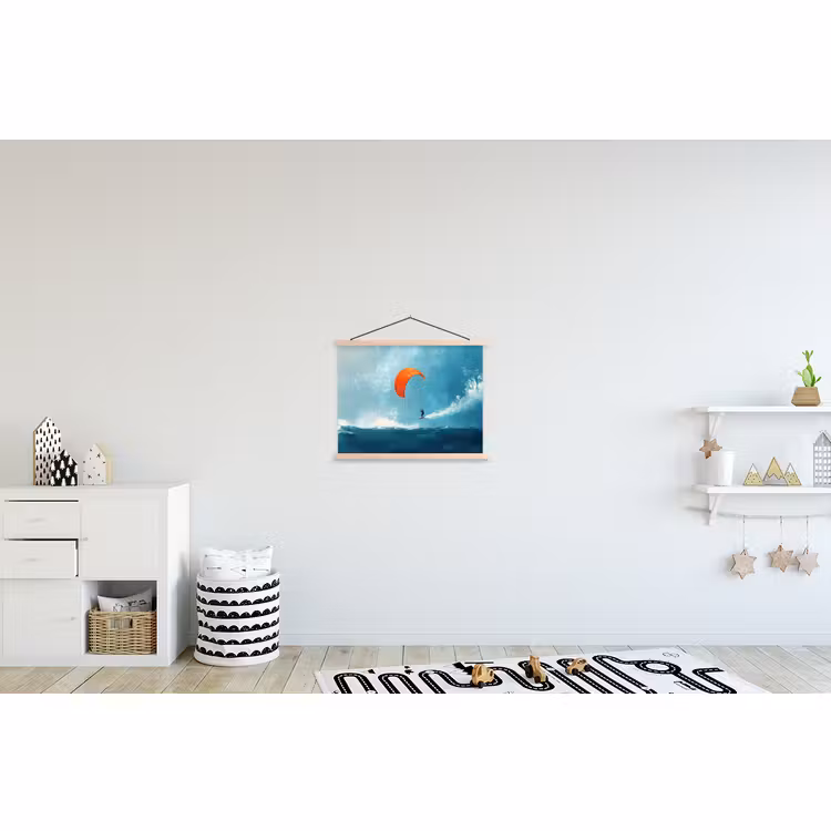 Stoffbild - Kitesurfer - Orange - Meer - Himmel — 2