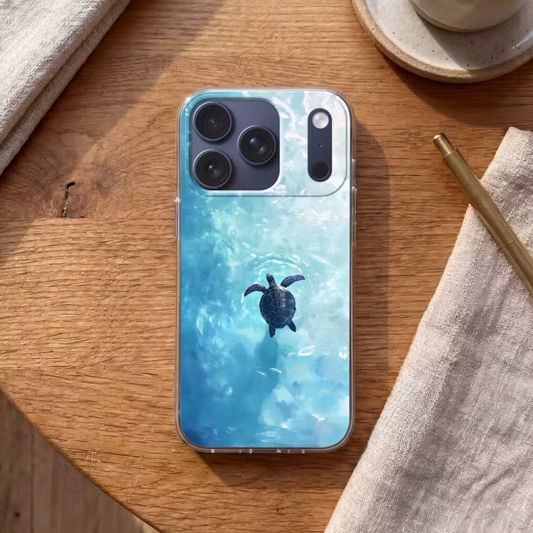 Handyhülle - Schildkröte - Meer - Blau - Glitzern — 2