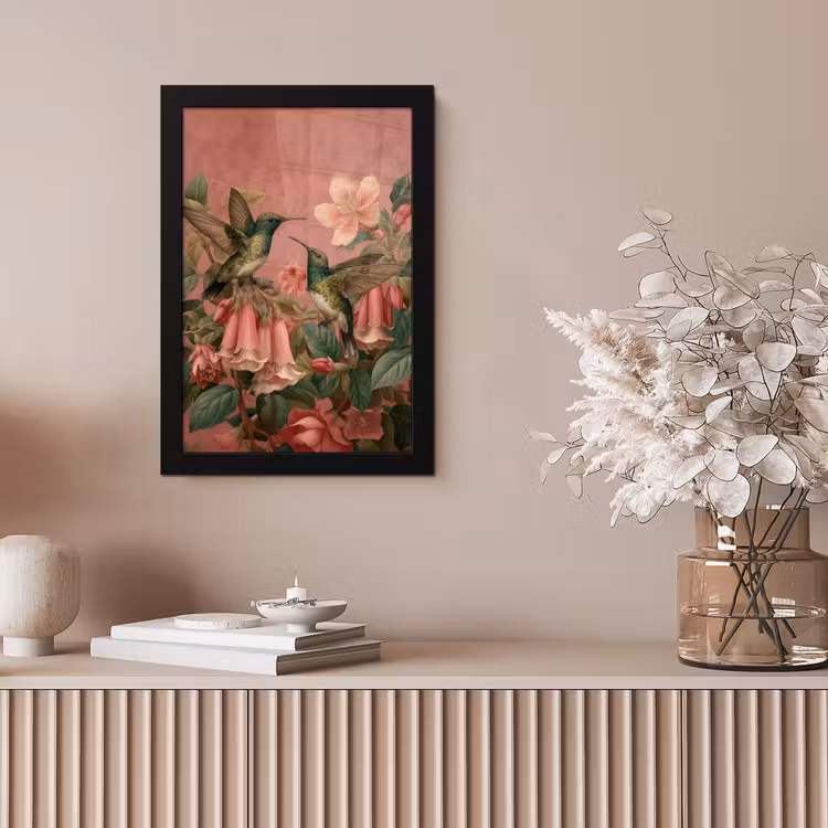 Bilder mit Rahmen - Kolibris - Blumen - Grün - Rosa — 4