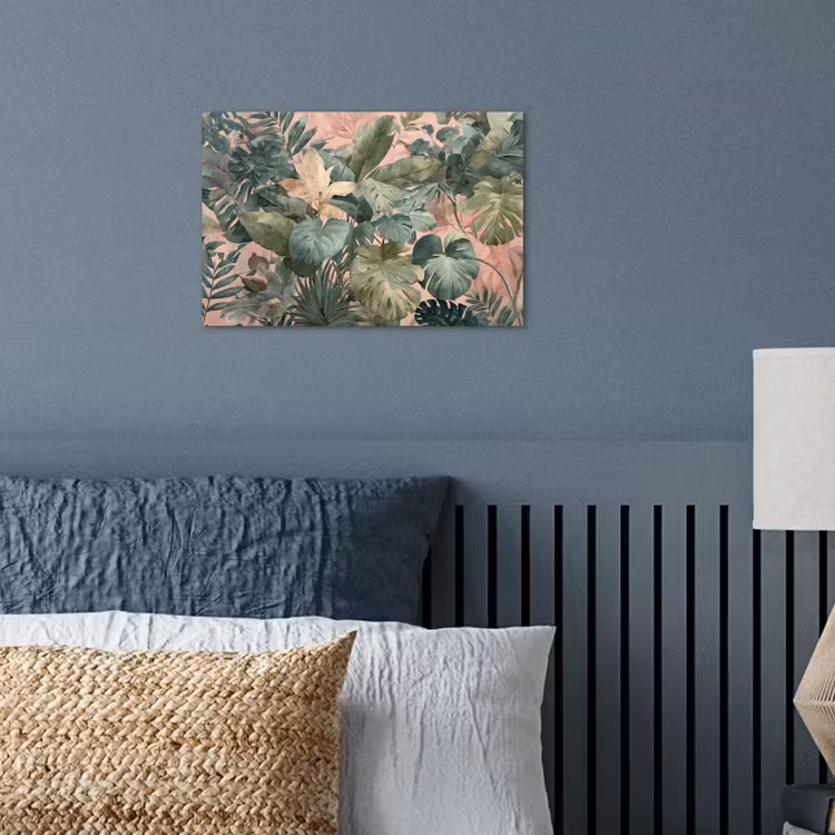 Poster - Zusammensetzung der Blätter - Grün - Rosa — 3