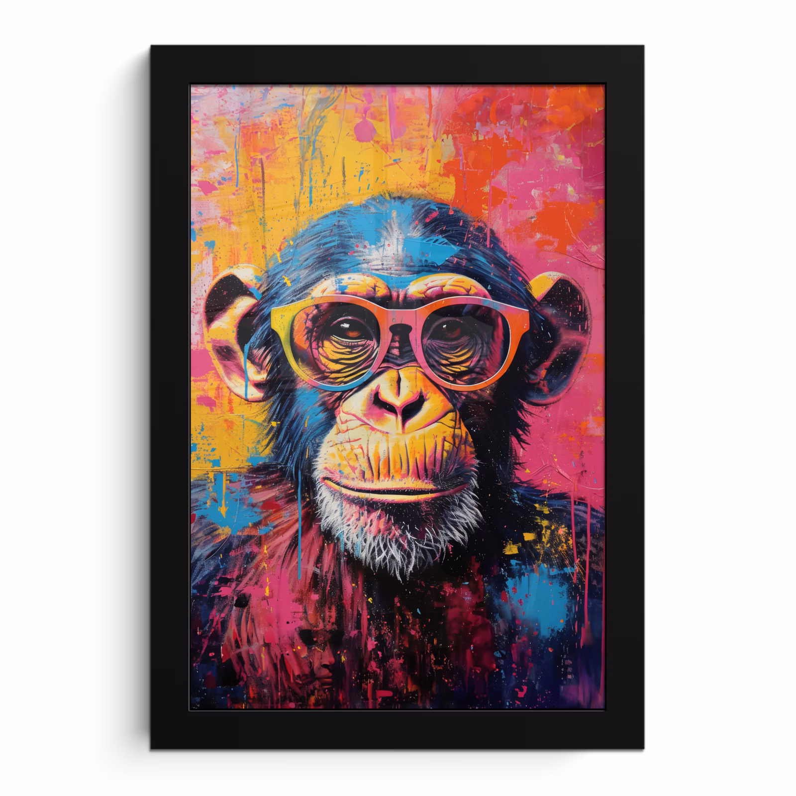 Bilder mit Rahmen - Graffiti - Schimpanse - Affe - Brille - Farbenfroh — 1