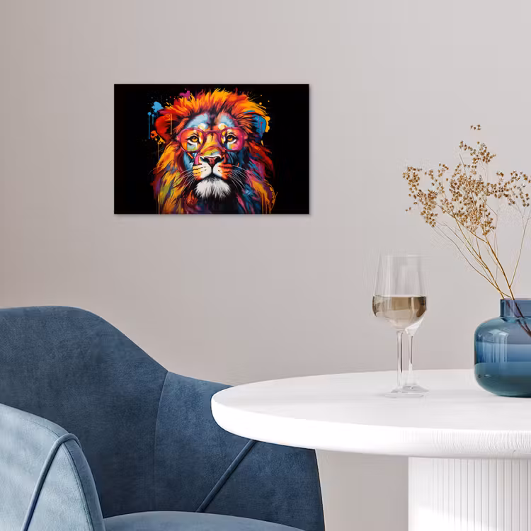Poster - Graffiti - Löwe - Brille - Schwarz — 4