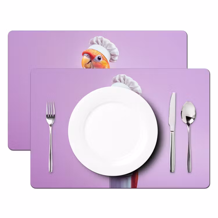 Tischset - 6 Stück - Papagei - Kochmütze - Säule - Vogel — 2