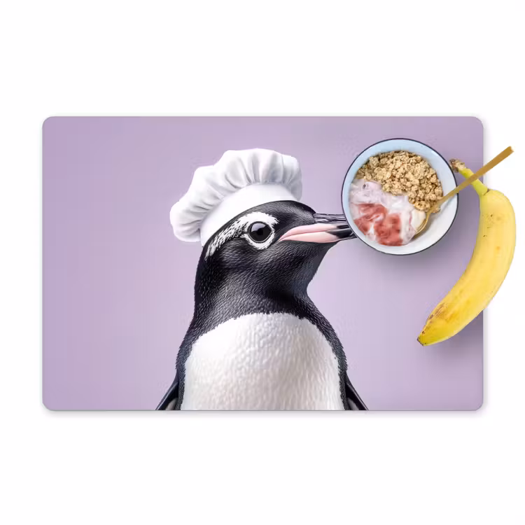 Tischset - 6 Stück - Pinguin - Kochmütze - Lieb - Lila — 1