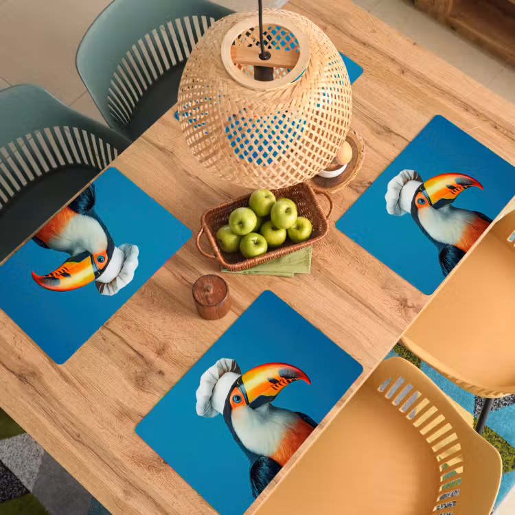 Tischset - 6 Stück - Tukan - Papagei - Vogel - Kochmütze — 4