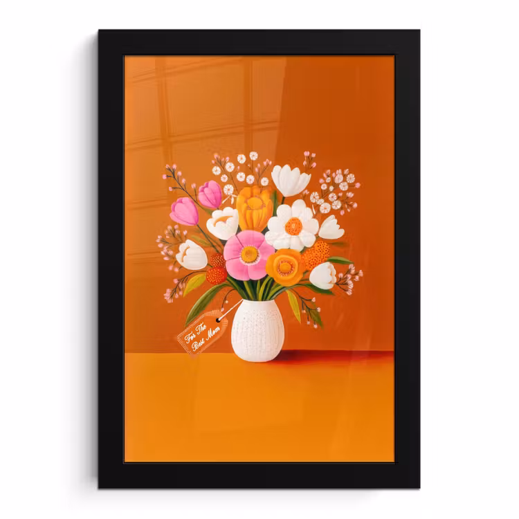 Bilder mit Rahmen - Vase - Blumen - Orange — 1