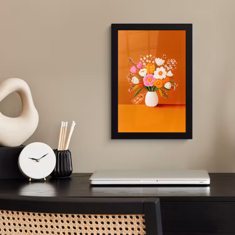 Bilder mit Rahmen - Vase - Blumen - Orange — 2