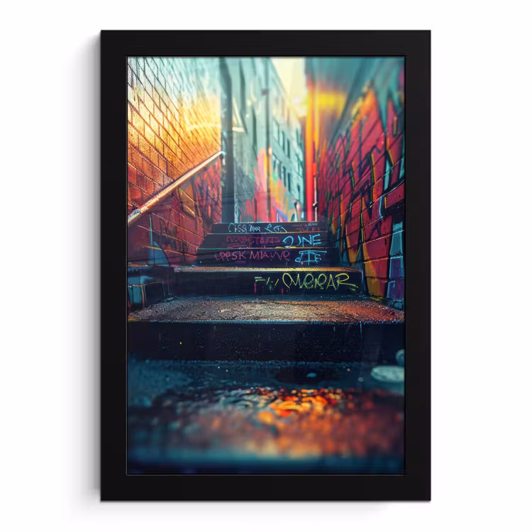 Bilder mit Rahmen - Architektur - Neon - Treppe - Graffiti — 1