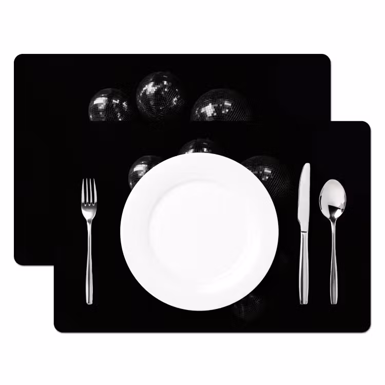 Tischset - 6 Stück - Disco-Kugeln - Minimalistisch - Schwarz — 2