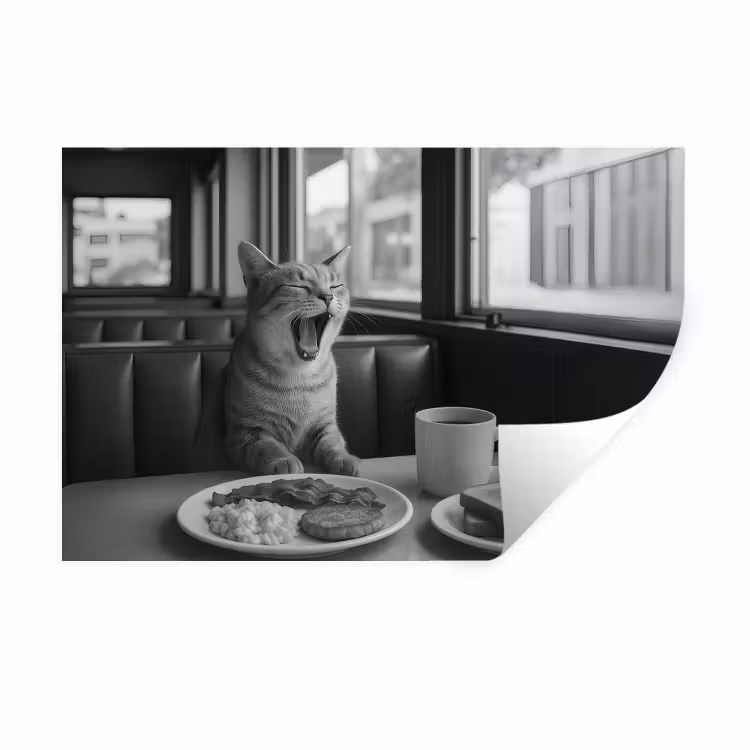 Wandtattoo – Katze - Kaffee - Brot - Schwarz — 1