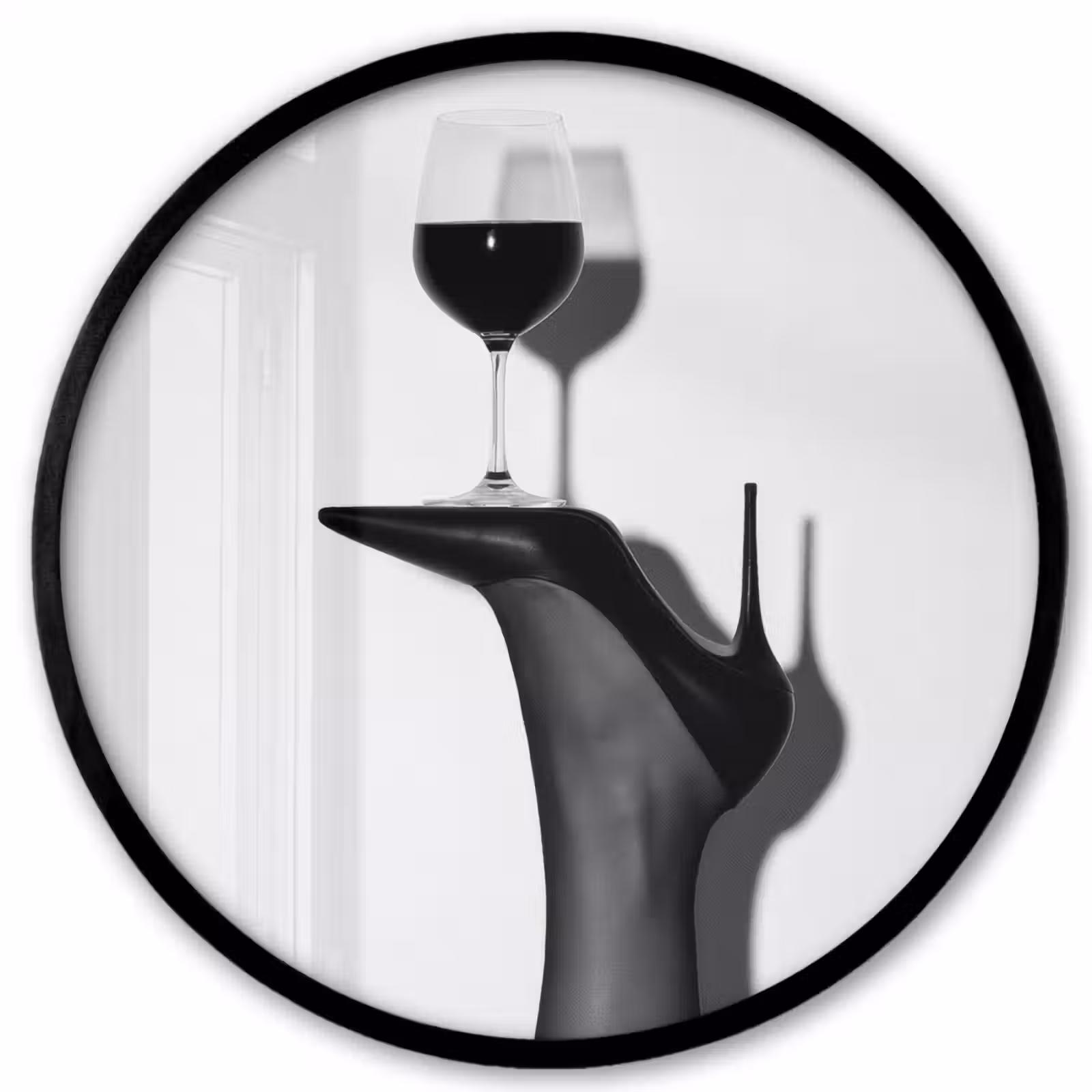 Poster im Rahmen Rund - Absatz - Wein - Minimalistisch - Schwarz — 1