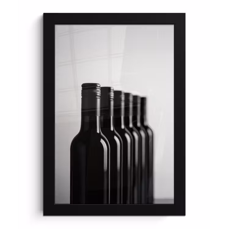Bilder mit Rahmen - Weinflaschen - Schwarz - Minimalistisch — 1