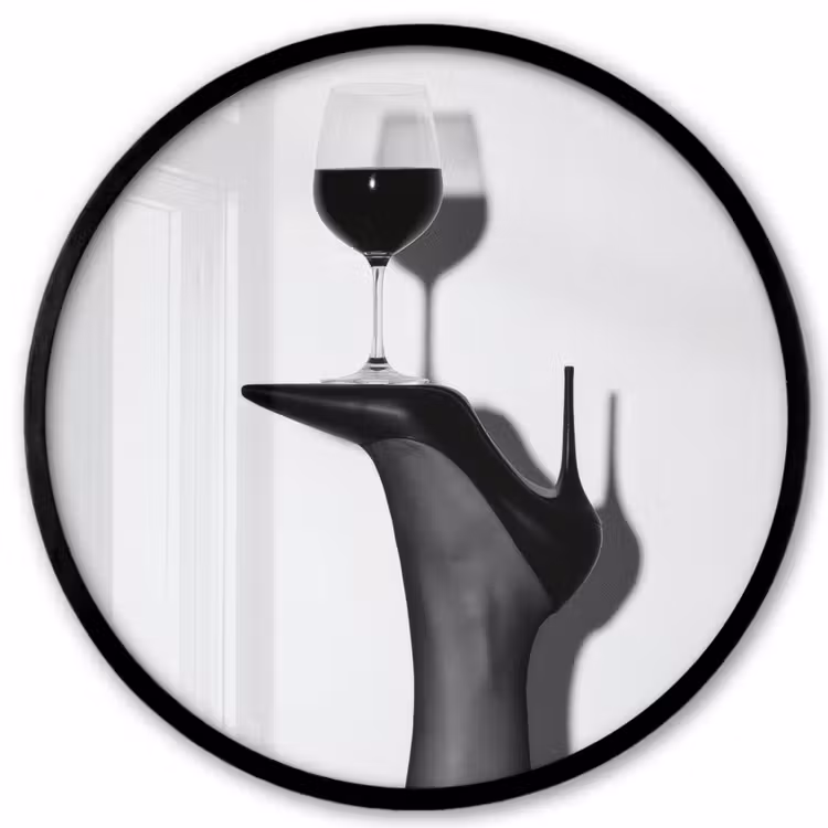 Poster im Rahmen Rund - Absatz - Wein - Minimalistisch - Schwarz — 1