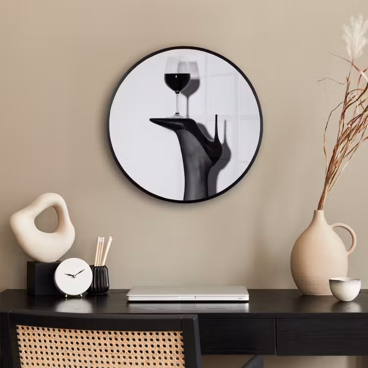 Poster im Rahmen Rund - Absatz - Wein - Minimalistisch - Schwarz — 3
