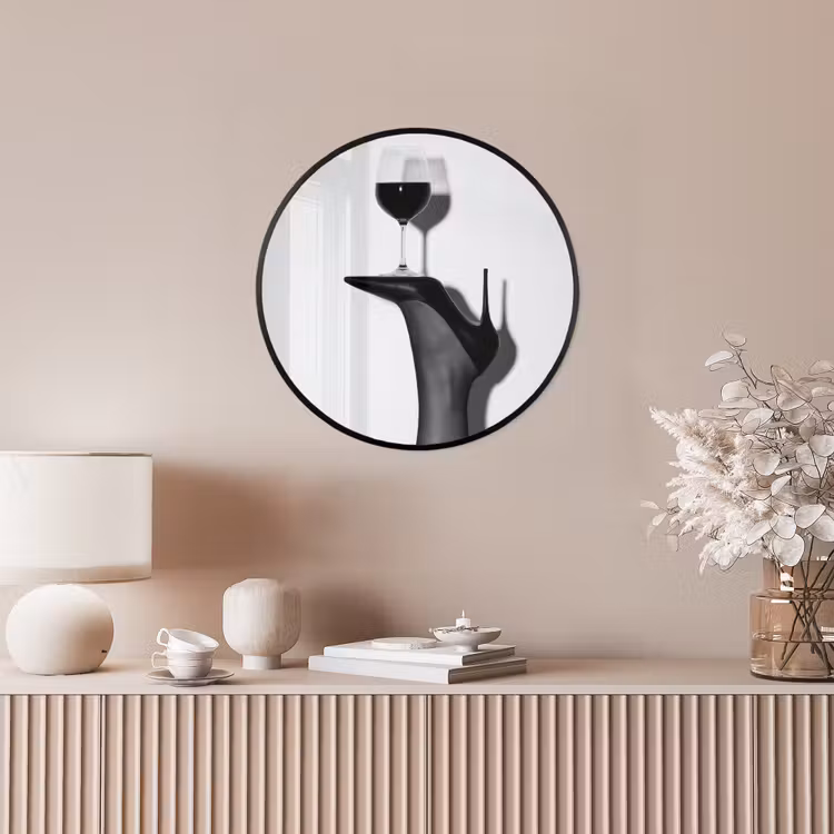 Poster im Rahmen Rund - Absatz - Wein - Minimalistisch - Schwarz — 5