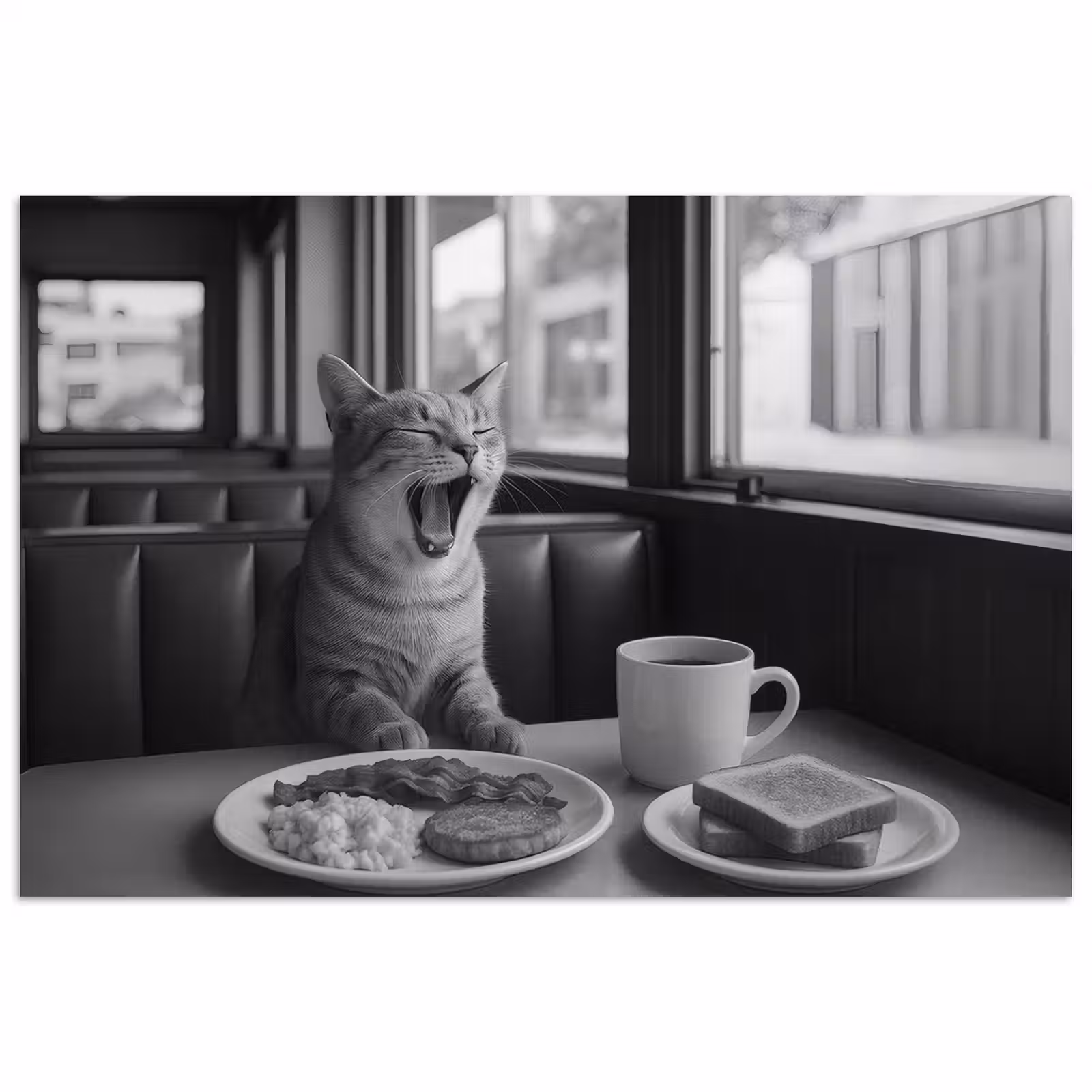 Poster - Katze - Kaffee - Brot - Schwarz — 1