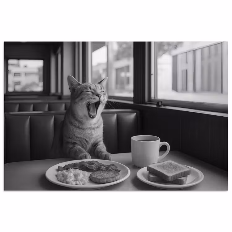 Poster - Katze - Kaffee - Brot - Schwarz — 1