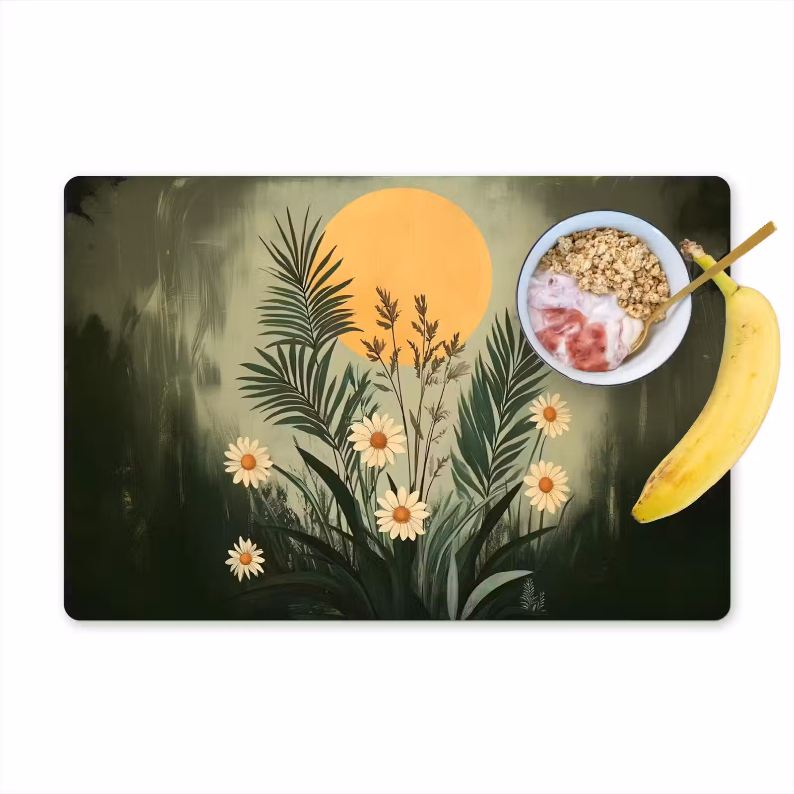 Tischset - 6 Stück - Blumen - Blätter - Sonne - Grün — 1