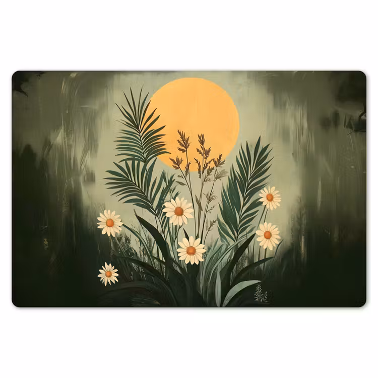Tischset - 6 Stück - Blumen - Blätter - Sonne - Grün — 6
